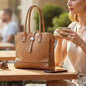 Vintage London Fog ostrich tote handbag